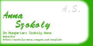 anna szokoly business card